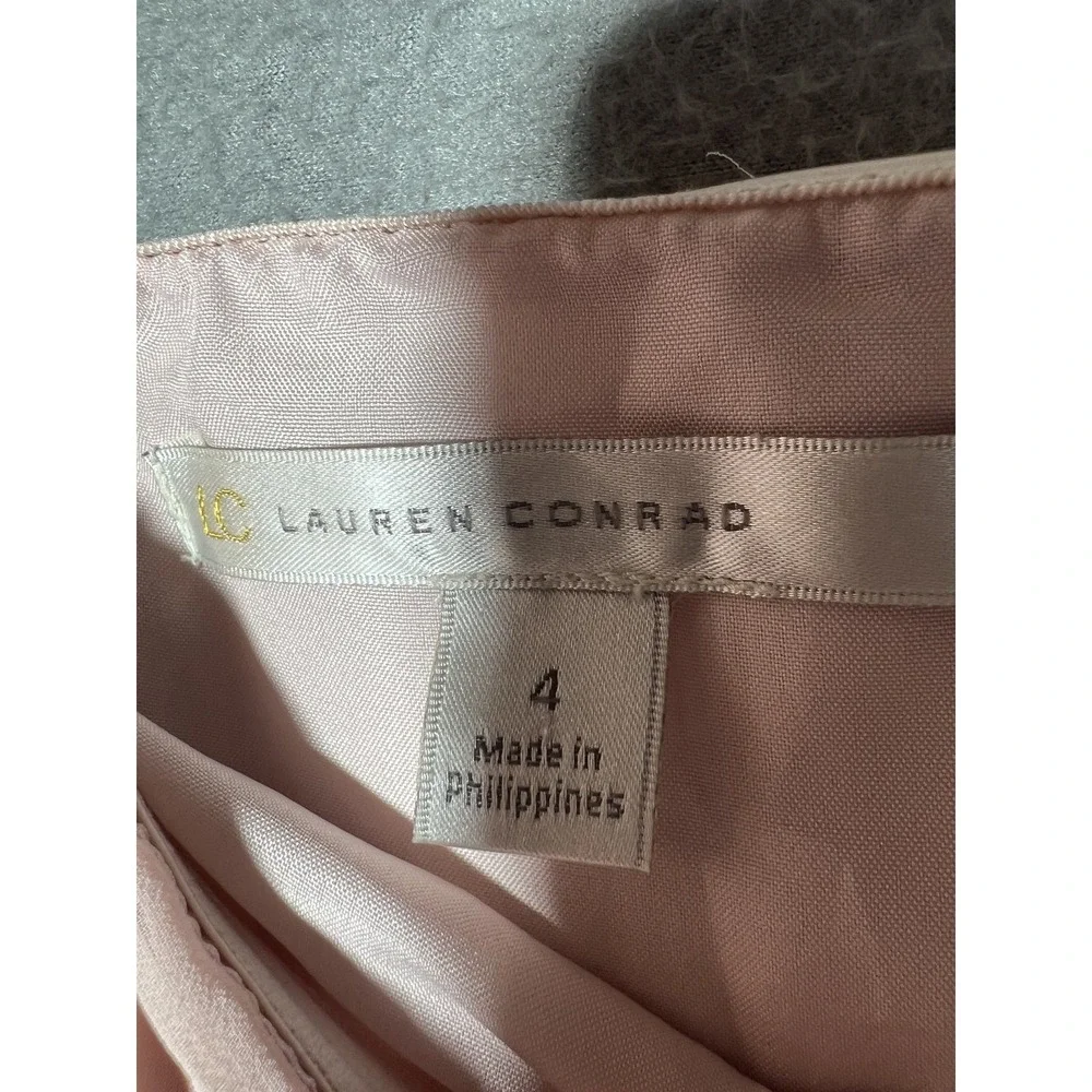 LC Lauren Conrad Women's Pink Chiffon‎ Ruched Mini Dress Size 4 Sleeveless